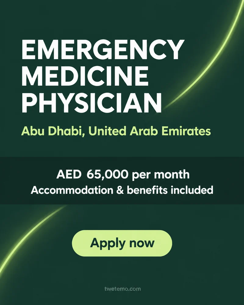 TW Etemo recruitment advert for Emergency Medicine Physician in Abu Dhabi, UAE